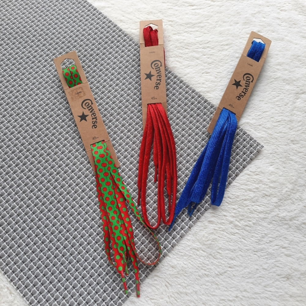 Converse Custom Laces Sparkle Blue Glitter Red Christmas Polka Dot NEW Set of 3